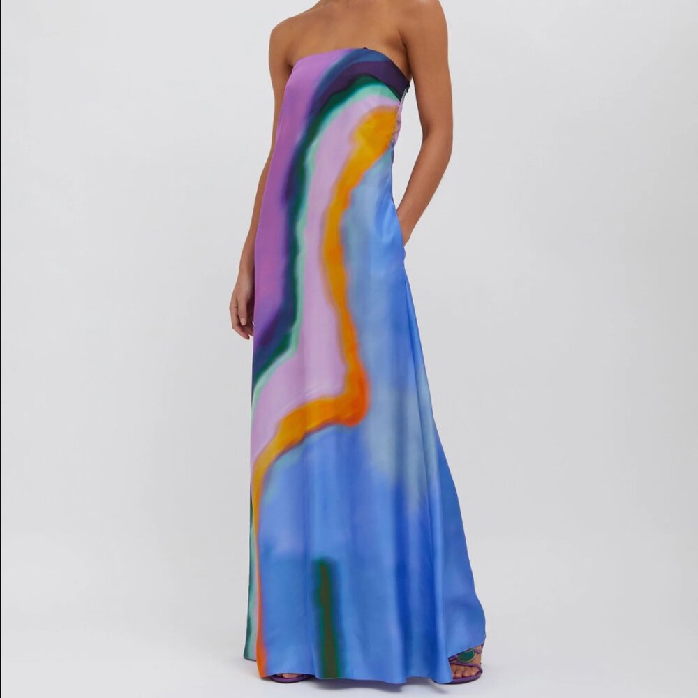 NWT Christopher Esber Aura Strapless Silk Maxi Dress - Picture 2 of 6